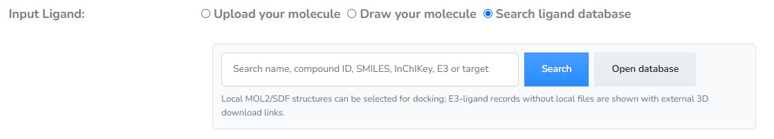 Search ligand database